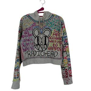 Custom Radiohead Nail Polish Painted Women's Crop Hoodie XS